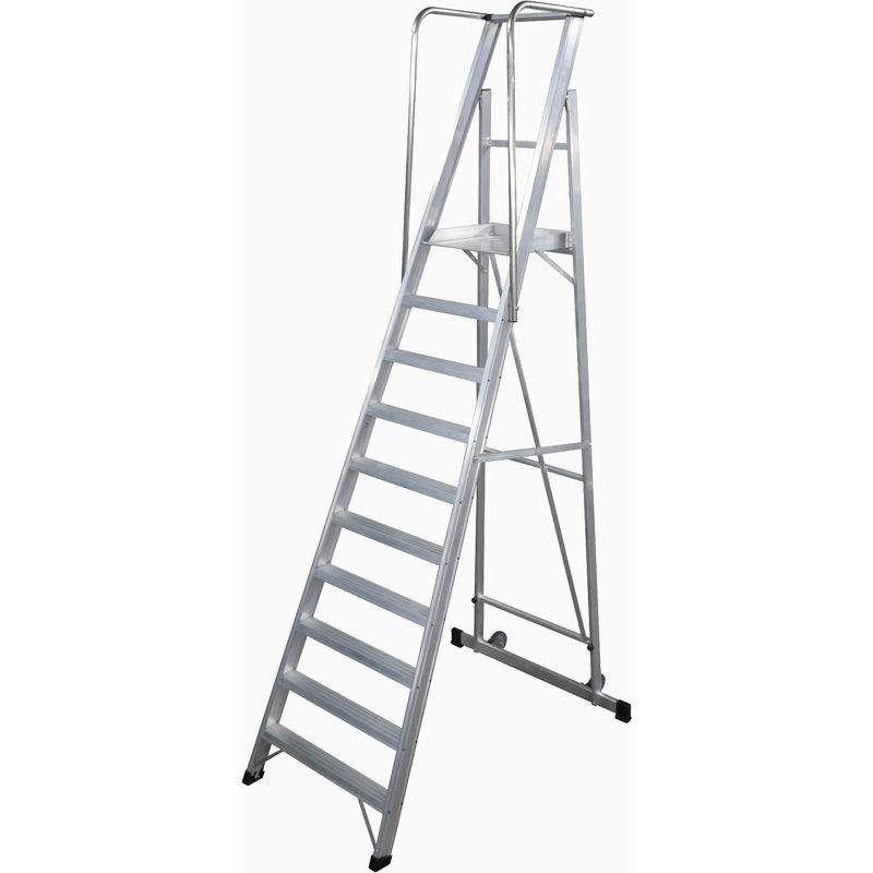 

KTL - Escalera Plegable con plataforma y guardacuerpos 10 peldaños Móvil Profesional SERIE 2XL