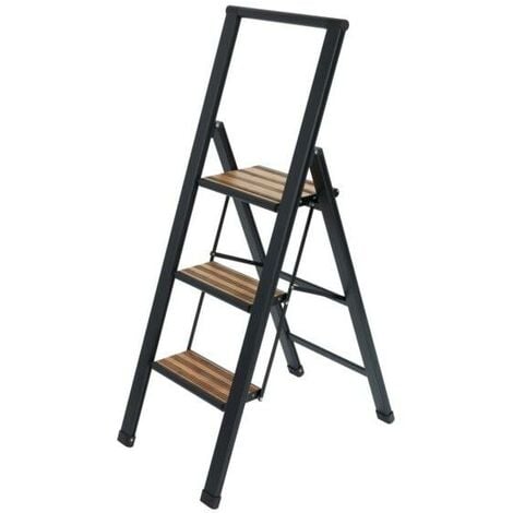 Escalera plegable de aluminio 3 peldaños negro Wenko