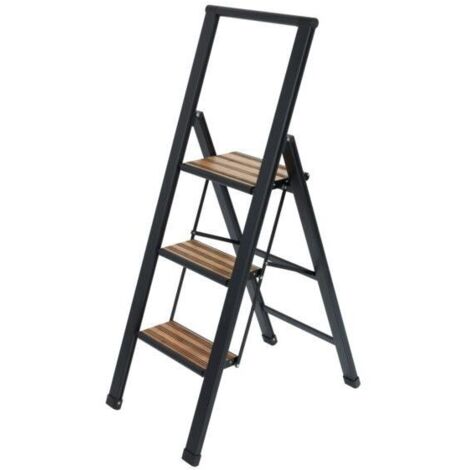 Escalera plegable de aluminio 3 peldaños negro Wenko
