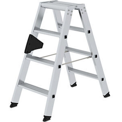 Escalera plegable de aluminio, acceso de dos lados 0,93 m 2 x 4 peldaños