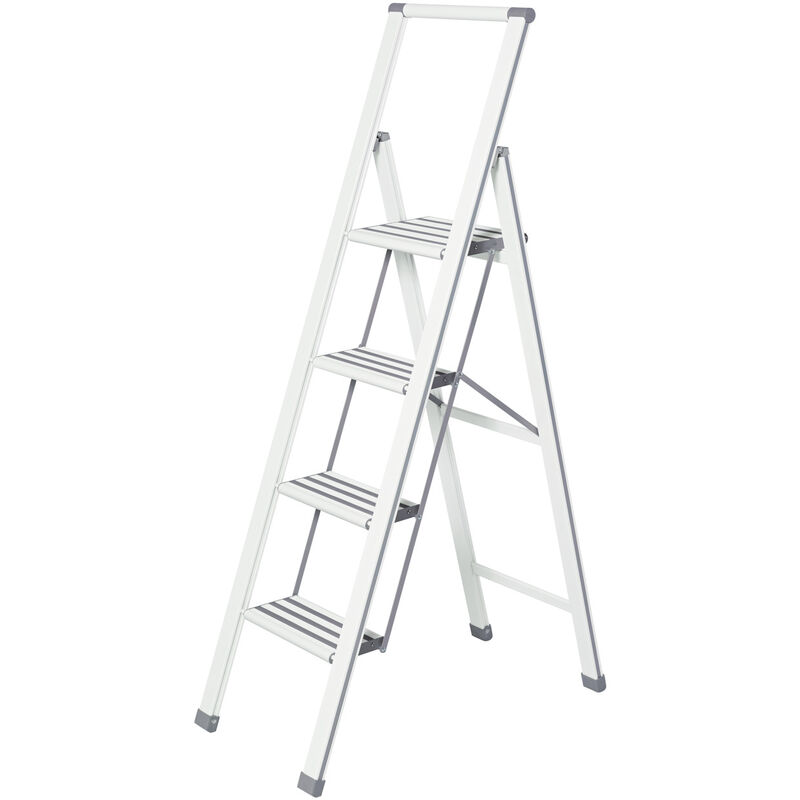 

Escalera plegable diseño aluminio 4 peldaños blanca escalera para el hogar - Wenko