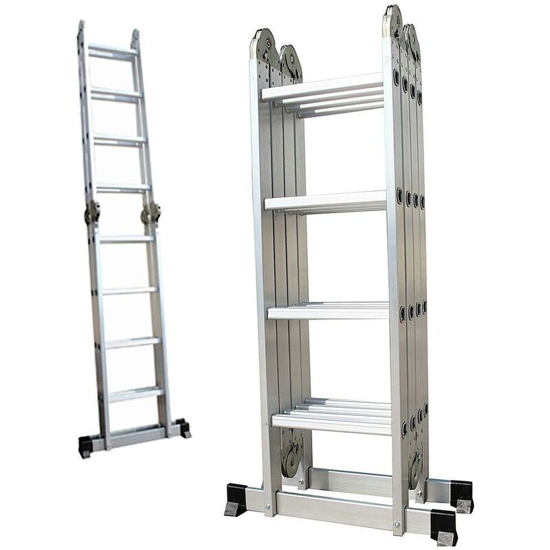 

Escalera Plegable, Escalera multiusos, de 1,25 a 4,78 m, 6 en 1, EN 131, Tama