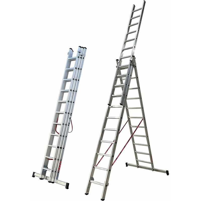 

Escalera Profesional de Aluminio Triple Tijera con Tramo Extensible (3+3+3 mts)
