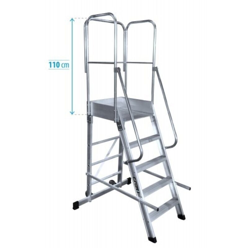 

KTL - Escalera profesional de Aluminio un acceso con plataforma de trabajo 6 peldaños 60x90 SERIE STORE 68º ALMACÉN