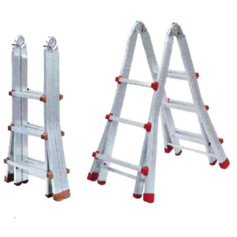 ESCALERA TELESCOPICA ARTICULADA  4X3 PELDAÑOS ALUMINIO=08.000