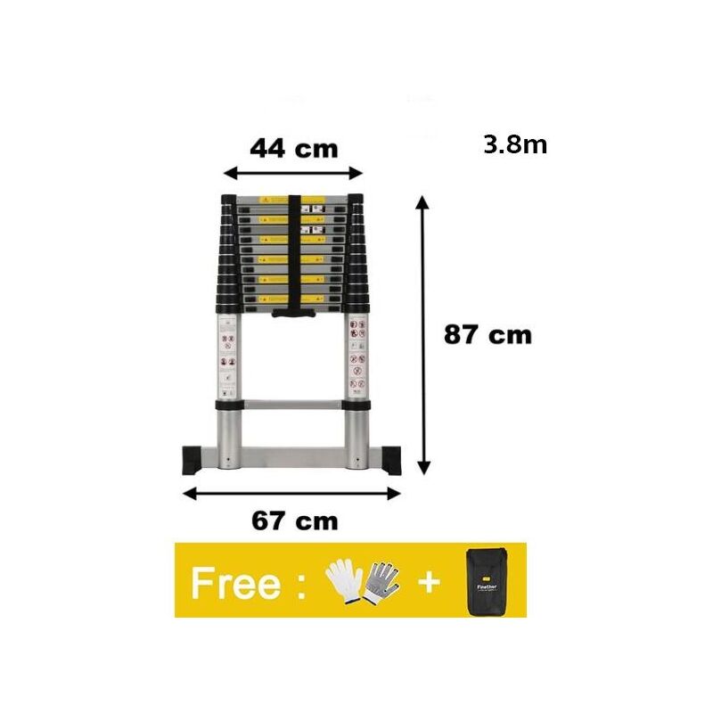 

Escalera Telescópica, Escalera Plegable, 3,8 Metro(s), Carga máxima: 150 kg - para onstructor de interiores al aire libre Uso Escalera tele