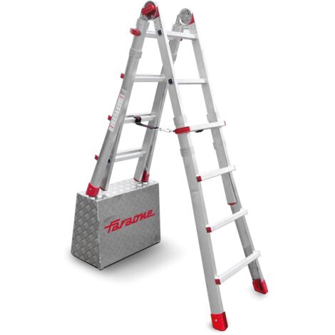 Escalera Telescópica Faraone TELES  Certificación Profesional EN 131 TELEST4 8+8 Peldaños Antideslizante