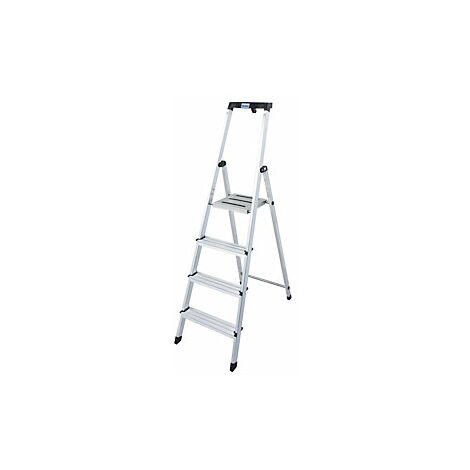 Escalera tipo tijera de peldaños planos  con plataforma de