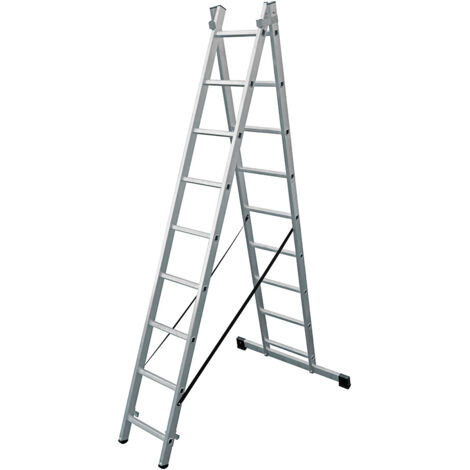 Escalera transformable de aluminio 2 x 9 peldaños