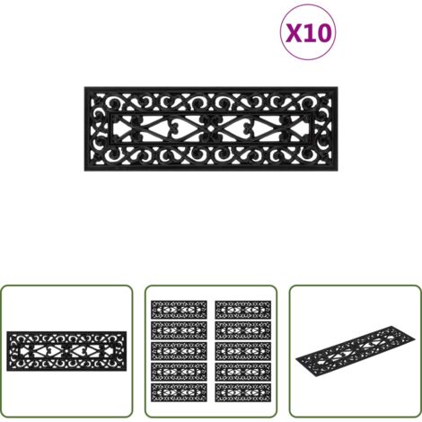 Escaleras -  Alfombrillas de escalera de goma 10 uds goma 25x75 cm