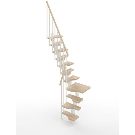 Escalier 1 quart tournant gain de place 9 marches - Hauteur à franchir de 2.01 à 2.37m - Largeur 61cm - Couleur Sable et blanc - MINI61/L/SBMSAB-9