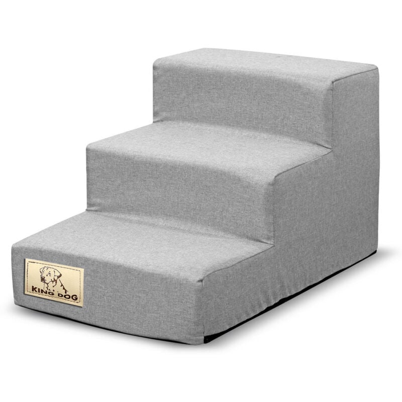 Escalier amovible 3 marches, antidérapant, 45x30x30 cm, lin gris