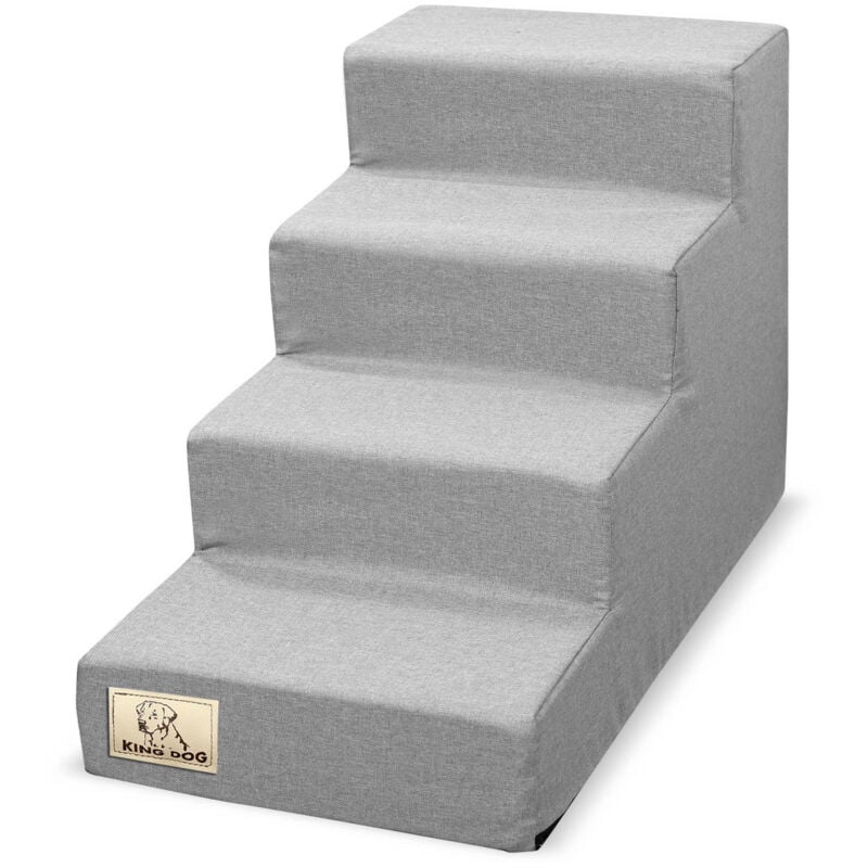Escalier amovible 4 marches, antidérapant, 60x40x30 cm, lin gris