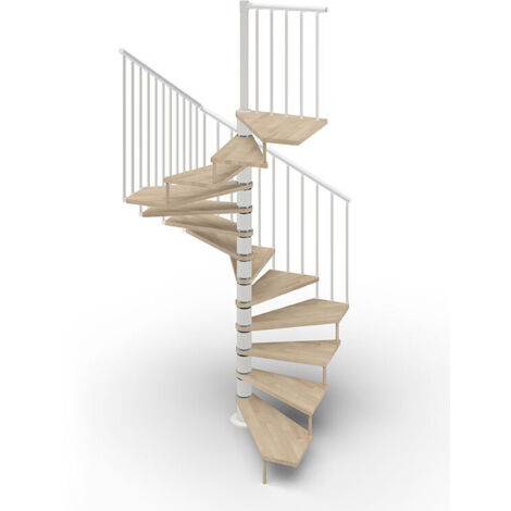 Escalier colimaçon 15 marches - Haut. à franchir 3.08 à 3.60m - Ø105cm - Trémie carrée - struct. blanche et marches couleur sable - TEKLA105/SBMSAB-15