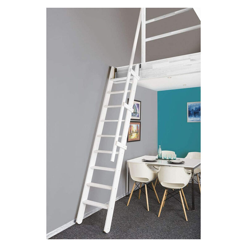 Echelle de meunier rabattable : 55cm de large - Hauteur à franchir 3m - Couleur : Blanc (ral 9003) - MSP/WW/2R