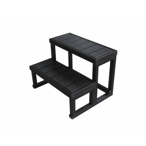 Escalier de piscine composite 2 marches – Dimensions H 54 x L 56 x l 68 cm – Résistant aux chocs et intempéries – Teinte grise élégante – Water Clip