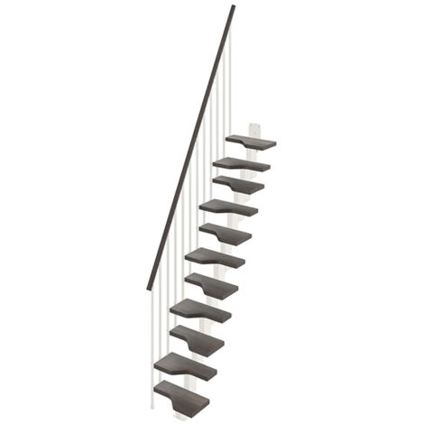 Escalier droit 9 marches - Hauteur à franchir de 2.01 à 2.37m - Largeur 61cm - Couleur wengé et blanc - MINI61/I/SBMWEN-9