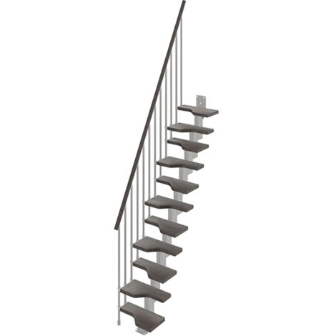 Escalier droit 9 marches - Hauteur à franchir de 2.01 à 2.37m - Largeur 61cm - Couleur wengé et gris - MINI61/I/SGMWEN-9
