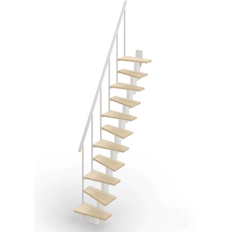 Escalier droit gain de place 10 marches - Hauteur à franchir de 2.20 à 2.60m - Largeur 60cm - Couleur bois et blanc - SMALL60/I-SBNAT-10