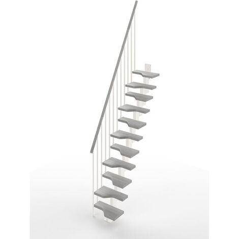 Escalier droit gain de place 10 marches - Hauteur à franchir de 2.21 à 2.61m - Largeur 61cm - Couleur béton et blanc - MINI61/I/SBMCIM-10