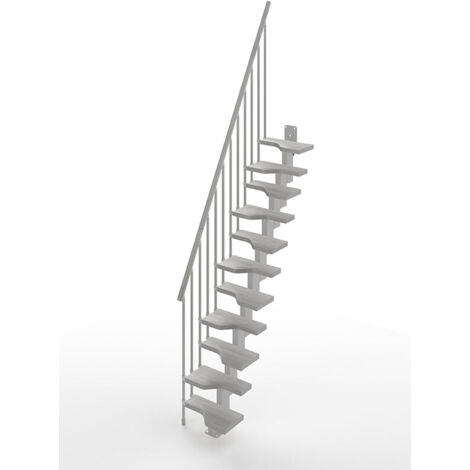 Escalier droit gain de place 10 marches - Hauteur à franchir de 2.21 à 2.61m - Largeur 61cm - Couleur béton et gris - MINI61/I/SGMCIM-10