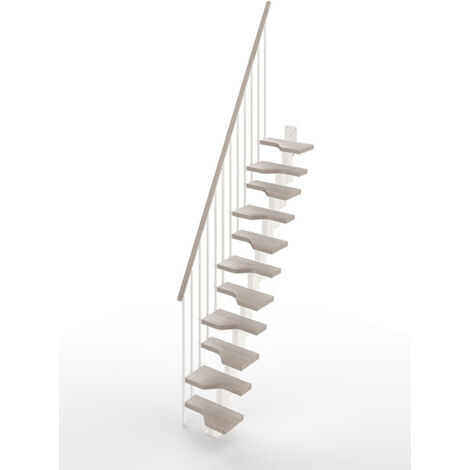 Escalier droit gain de place 9 marches - Hauteur à franchir de 2.01 à 2.37m - Largeur 61cm - Couleur gris colombe et blanc - MINI61/I/SBMCOL-9