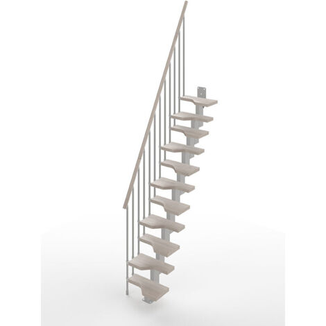 Escalier droit gain de place 9 marches - Hauteur à franchir de 2.01 à 2.37m - Largeur 61cm - Couleur gris colombe et gris - MINI61/I/SGMCOL-9