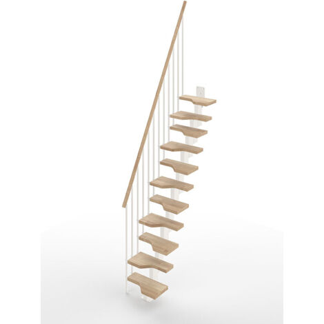 Escalier droit gain de place 9 marches - Hauteur à franchir de 2.01 à 2.37m - Largeur 61cm - Couleur Sable et blanc - MINI61/I/SBMSAB-9