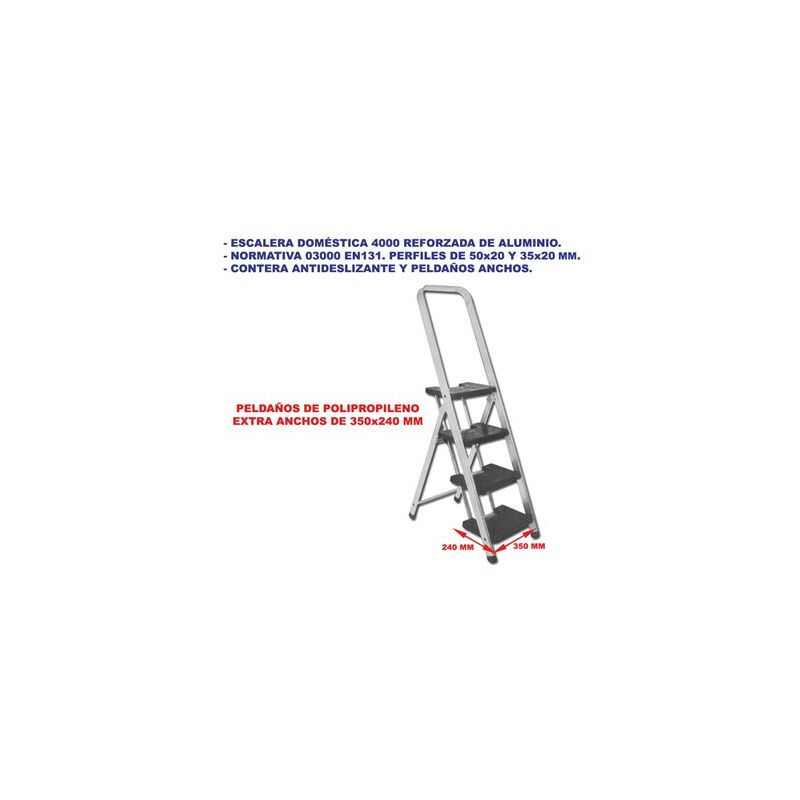 Escalier en aluminium renforcé Sifer 4000 avec 6 marches larges EN131 03004