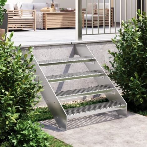 Escalier en caillebotis 80x24x7 cm acier galvanisé CFW26279