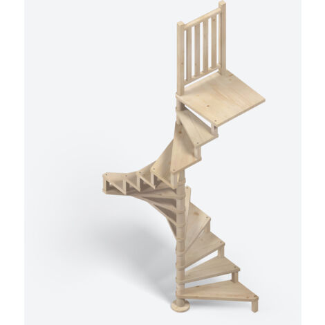 Escalier en colimaçon sapin Ø120cm – 14 marches – Épaisseur 38mm – Installation rapide entre murs – Accès facile combles et chambres – Sogem