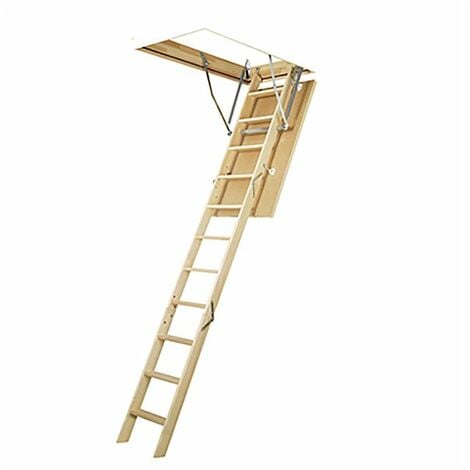 Escalier escamotable bois - Hauteur sous plafond  2.80m - Trémie 70x120cm - LWS70120-2