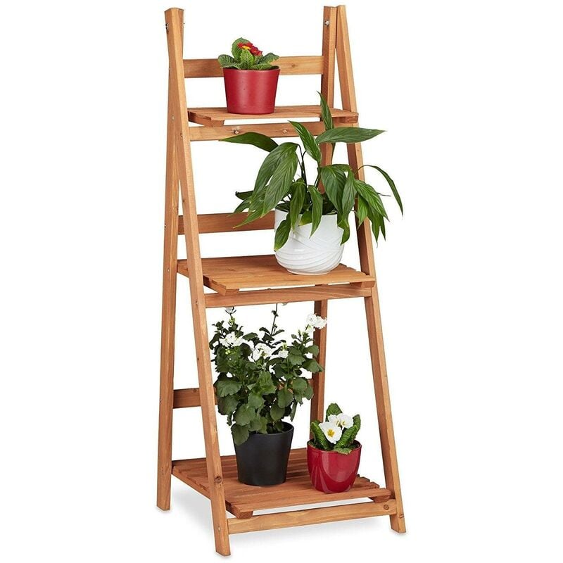 Escalier étagère meuble pour plantes bois 107 cm - Bois