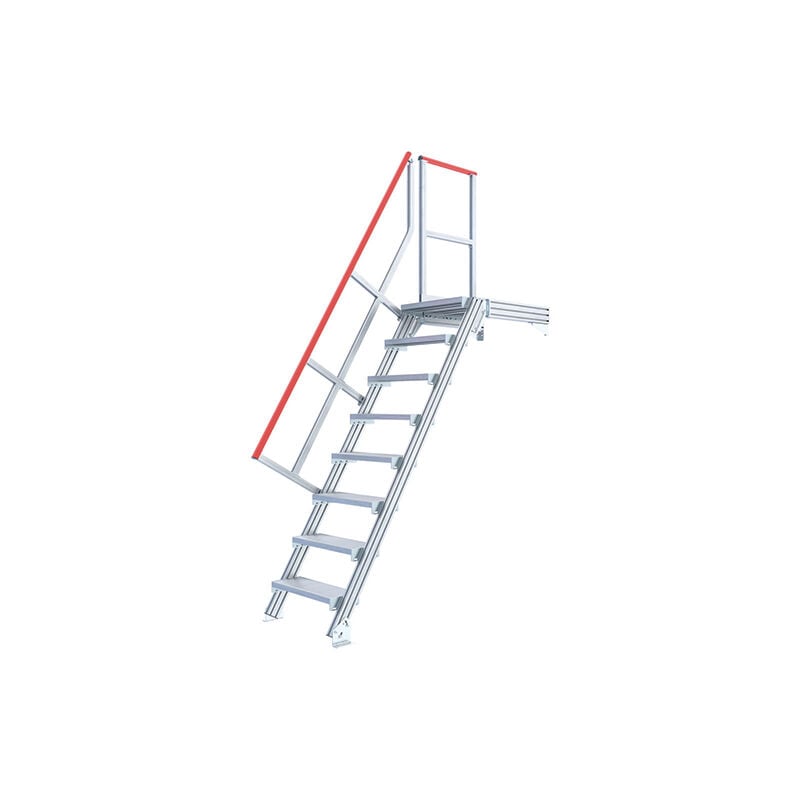 Matisère - Escalier industriel 4 marches - Hauteur à franchir 1.00m - Inclinaison 60° - Main-courante à gauche - 22201004