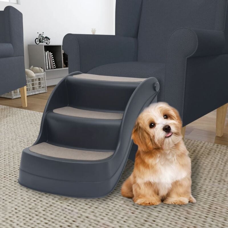 Vidaxl - Escalier pliable à 3 marches pour chiens Gris foncé 806359