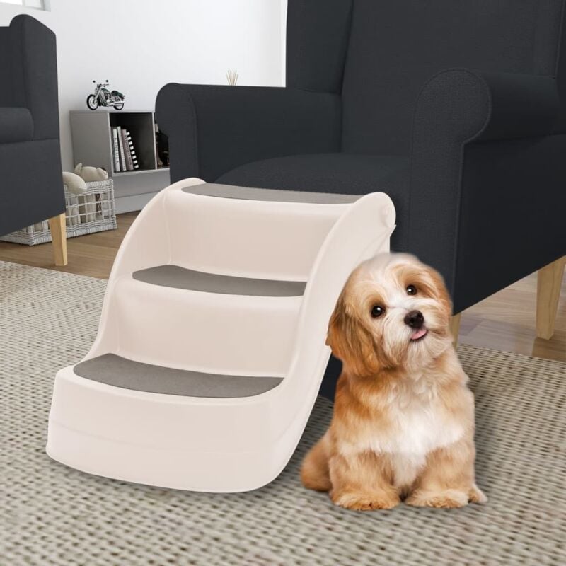 Vidaxl - Escalier pliable 3 marches pour chien Crème 50x38x38 cm