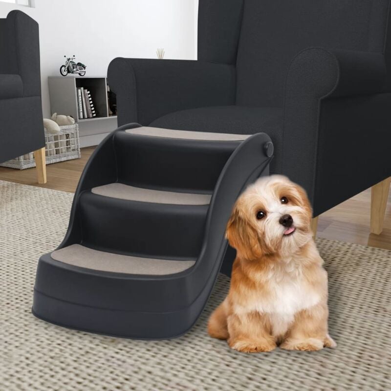 Vidaxl - Escalier pliable à 3 marches pour chiens Noir