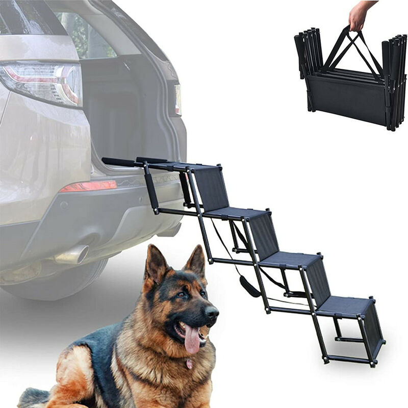 Escalier pliable pour animaux domestiques, 4 marches pliable, pour voiture, camion, suv, noir