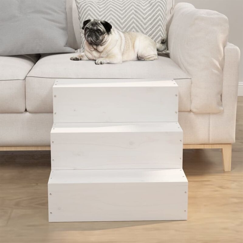 Vidaxl - Scala pour animaux de compagnie en bois massif du pin 40x37.5x35 cm diverses couleurs couleur : Blanc
