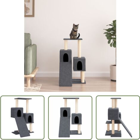 Escalier pour chat - vidaXL Arbre à chat avec griffoirs en sisal Gris foncé 82 cm - Plateau pour chat