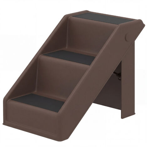 Escalier pour chien 3 marches 36,5 cm de haut, pliable pour petit chien, lit, canapé, sofa, voiture, marron
