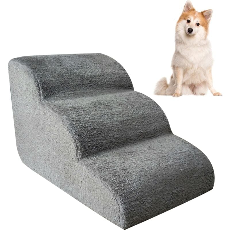 Fei Yu - Escalier pour chien 3 marches Rampe pour chien 60 x 42 x 39 cm Gris