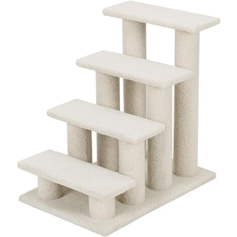 Escalier pour Chien Chat à 4 Marches, Rampe pour Chien Chat, Cachemire Souple, Convient à la Chambre à Coucher, au Salon, à la Fenêtre, Escalier Chat, Charge 25kg, 60,5 x 40 x 60 cm