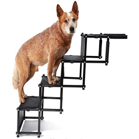 Escalier pour Chien Petit ou Grand pour Voiture 4 Marches Haloyo®,Rampe d'accès Pliable pour Voiture et SUV,pour Grands Chiens,noir