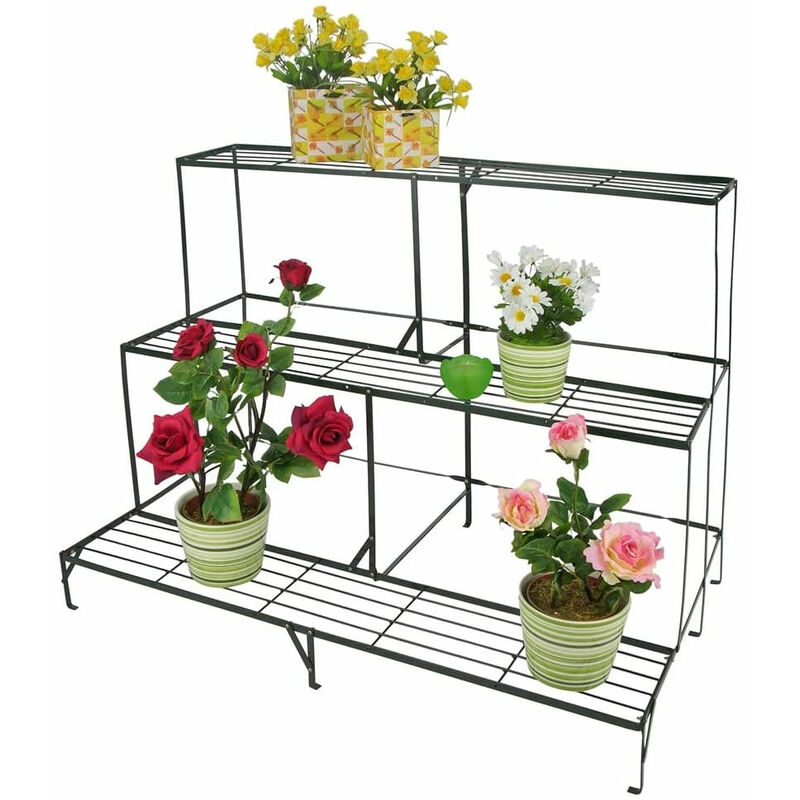 Escalier pour plantes avec 3 étagères - ca. 100x60x75 cm - Métal (carré)