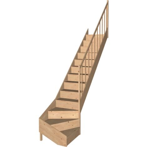 Escalier Quart Tournant Bas Réversible En Sapin  Woodup