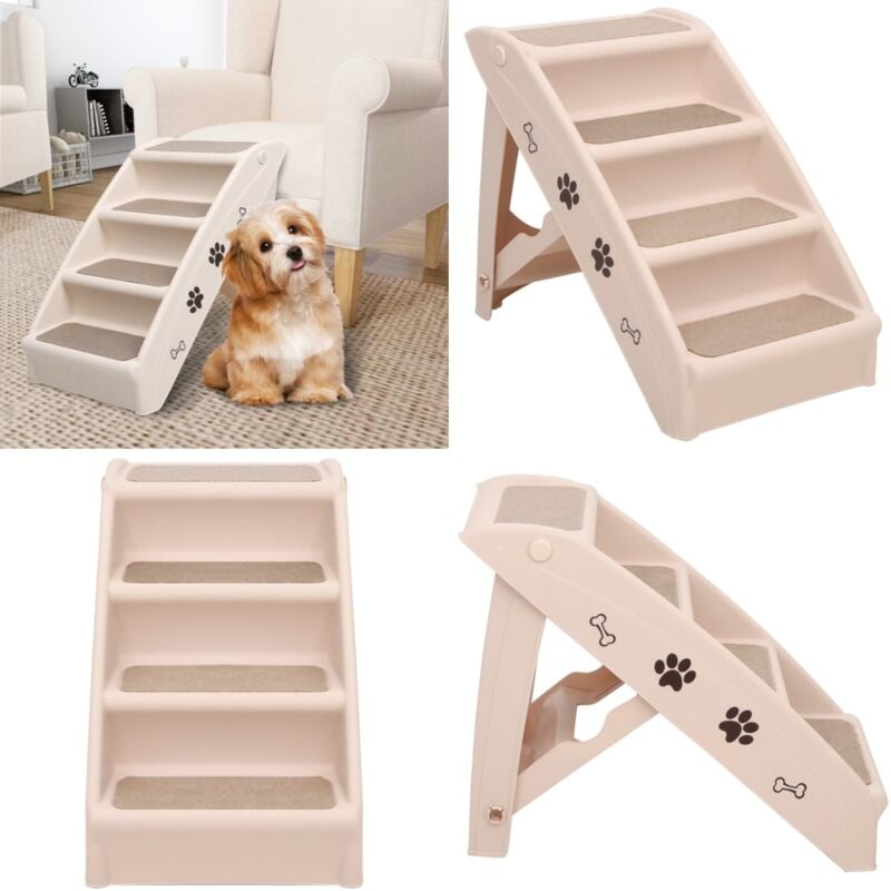 Escaliers pliables pour chiens Crème 62x40x49,5 cm - escalier pour chien - escaliers pour chien - Home & Living