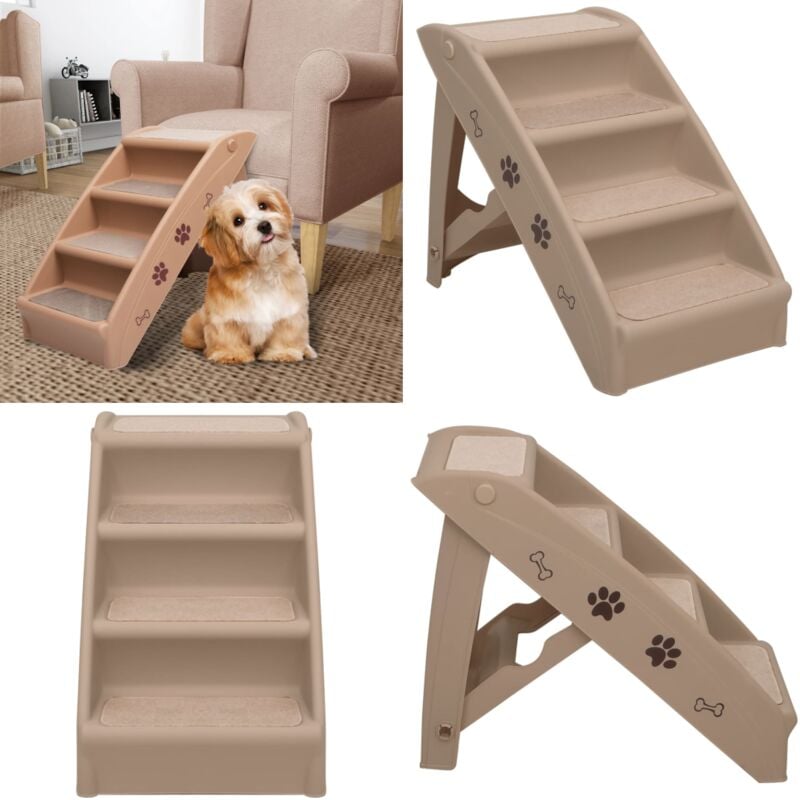 Escaliers pliables pour chiens Marron 62x40x49,5 cm - escalier pour chien - escaliers pour chien - Home & Living - Brun