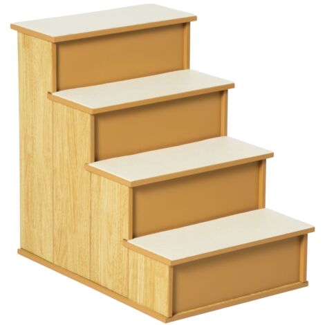 Escaliers pour animaux,pour chiens/chats,4 marches,courts et moelleux,jusqu’à 30 kg,40 x 59 x 54,2 cm,naturel