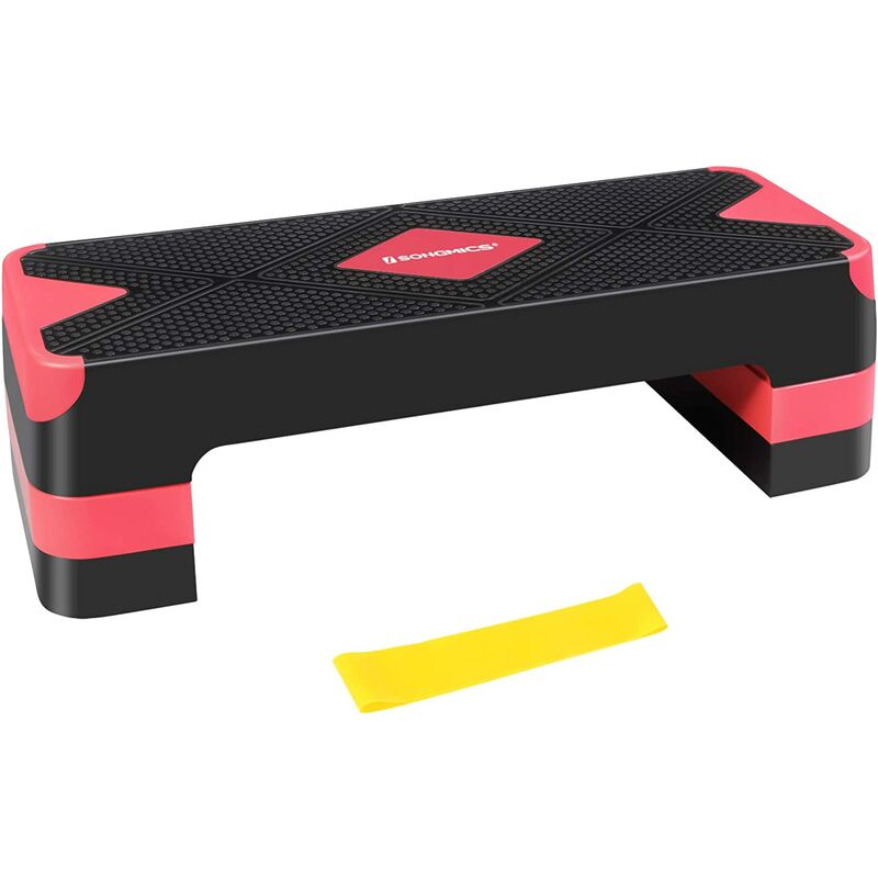 

Escalón de Fitness con Banda de Resistencia, Plataforma de Altura Ajustable (10/15/20 cm), Tabla de Ejercicio, para Fitness en Casa y en la Oficina,